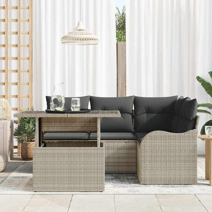 Set da pranzo per esterni 5 pcs Grigio chiaro Poly Rattan | homemem39