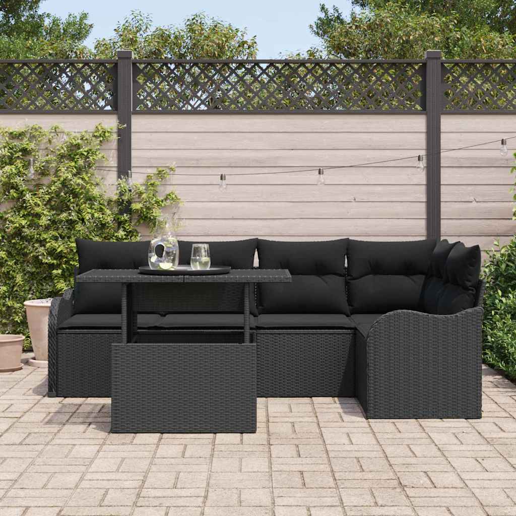 Set da pranzo 6 pz Nero Poly Rattan | homemem39