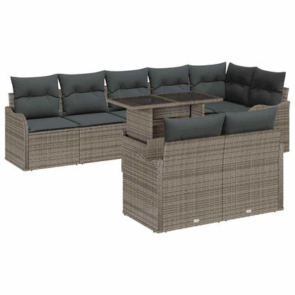 Set di relax con cuscino 9 pcs Grigio Poly Rattan | homemem39