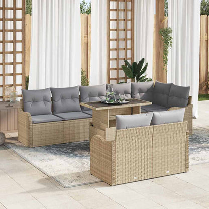 Set di relax con cuscino 9 pcs Beige Poly Rattan | homemem39