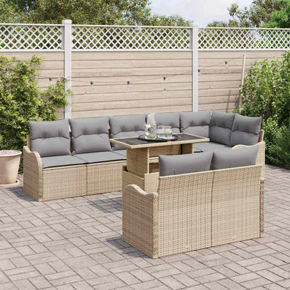 Set di relax con cuscino 9 pcs Beige Poly Rattan | homemem39