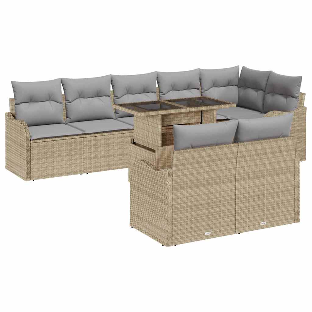 Set di relax con cuscino 9 pcs Beige Poly Rattan | homemem39