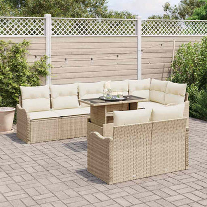 Set di relax con cuscino 9 pcs Beige Poly Rattan | homemem39
