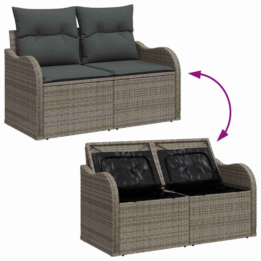 Set Divano da Giardino con cuscino 7 pcs Grigio Poly Rattan | homemem39