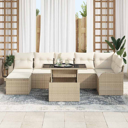Set Divano da Giardino con cuscino 8 pcs Beige Poly Rattan | homemem39