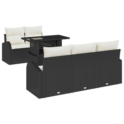Set Divano da Giardino con cuscino 6 pcs Nero polyrattan | homemem39