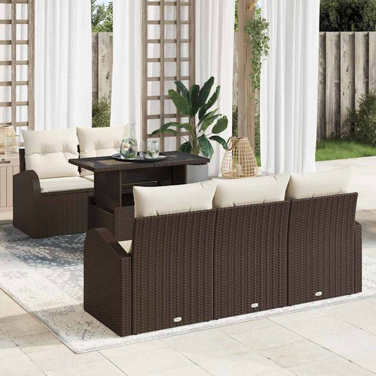 Set Divano da Giardino con cuscino 6 pcs Marrone polyrattan | homemem39