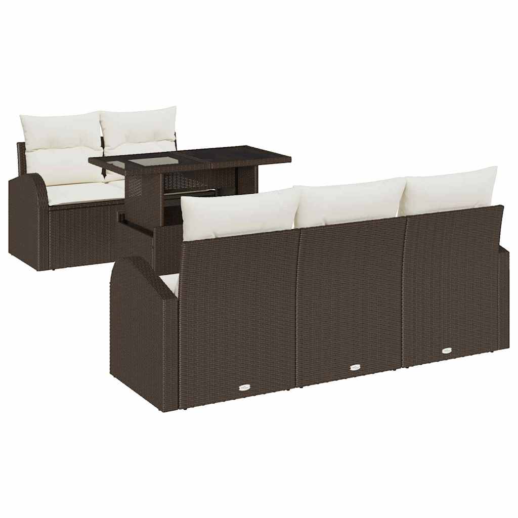 Set Divano da Giardino con cuscino 6 pcs Marrone polyrattan | homemem39