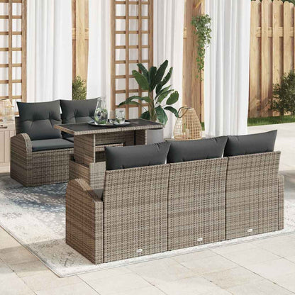 Set Divano da Giardino con cuscino 6 pcs Grigio polyrattan | homemem39