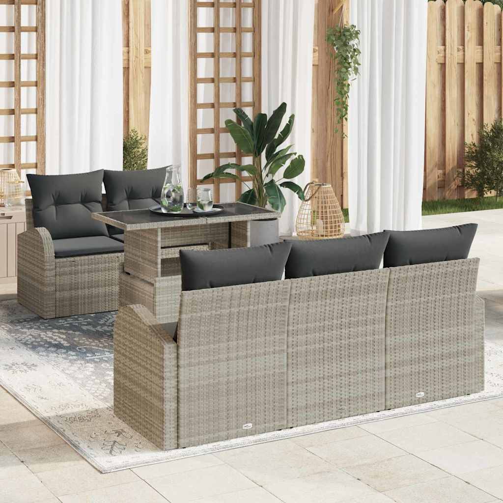 Set Divano da Giardino 6 pcs Grigio chiaro polyrattan