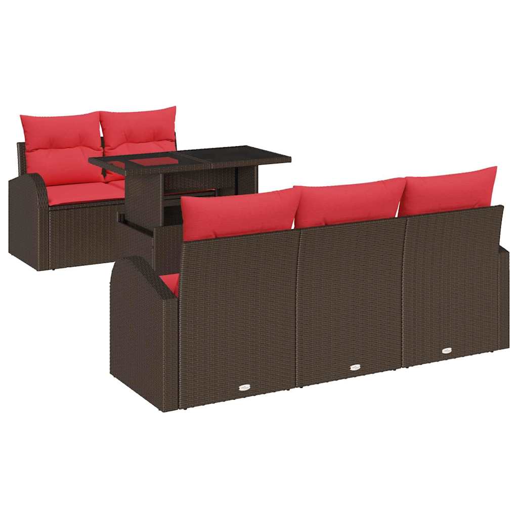 Set Divano da Giardino con cuscino 6 pcs Marrone polyrattan | homemem39