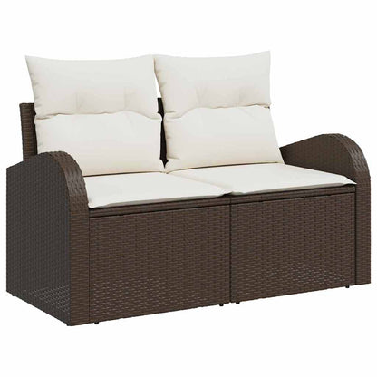 Set Divano da Giardino con cuscino 7 pcs Marrone Poly Rattan | homemem39