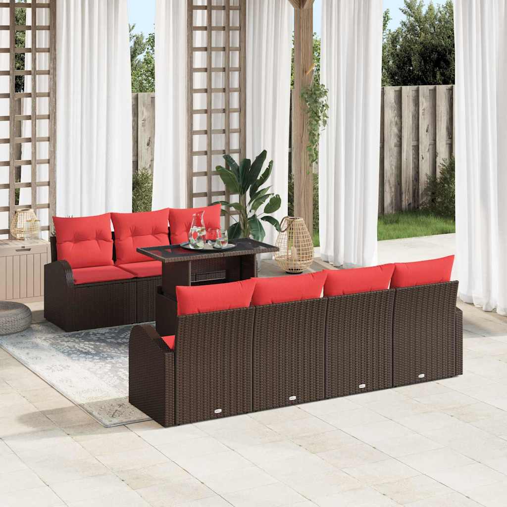 Set Divano da Giardino 8 pcs Marrone Poly Rattan | homemem39