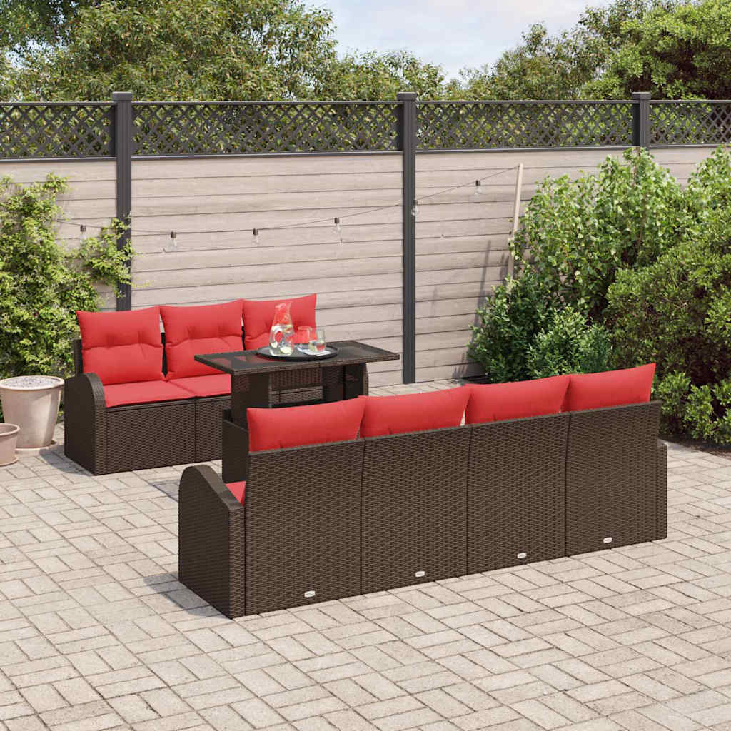 Set Divano da Giardino 8 pcs Marrone Poly Rattan | homemem39