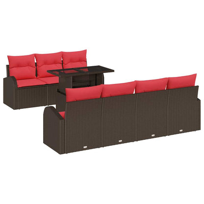 Set Divano da Giardino 8 pcs Marrone Poly Rattan | homemem39