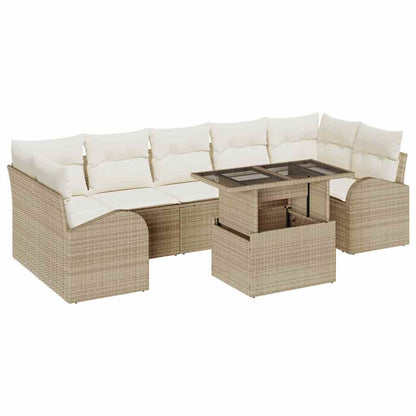 Set Divano da Giardino con cuscino 8 pcs Beige Poly Rattan | homemem39