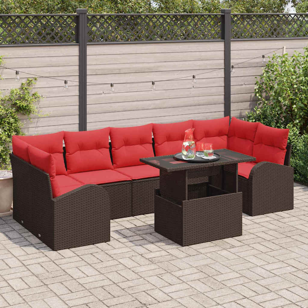 Set Divano da Giardino 8 pcs Marrone polyrattan