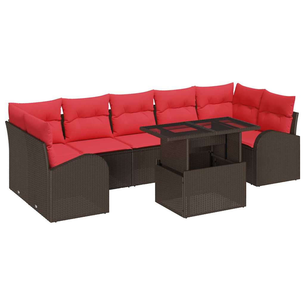 Set Divano da Giardino 8 pcs Marrone polyrattan