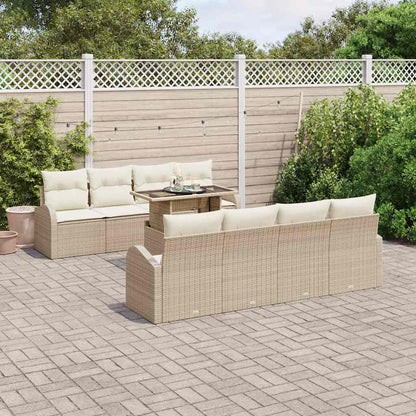 Set Divano da Giardino con cuscino 7 pcs Beige Poly Rattan | homemem39