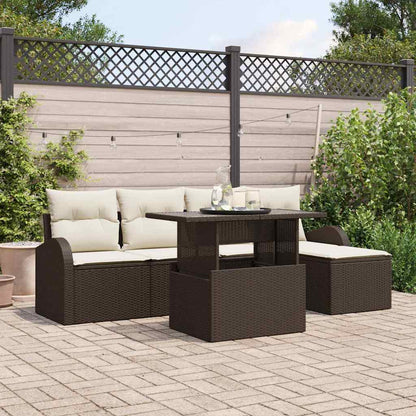 Set Divano da Giardino con cuscino 6 pcs Marrone polyrattan | homemem39
