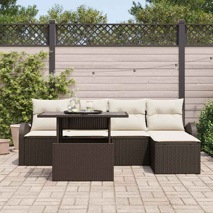 Set Divano da Giardino con cuscino 6 pcs Marrone polyrattan | homemem39