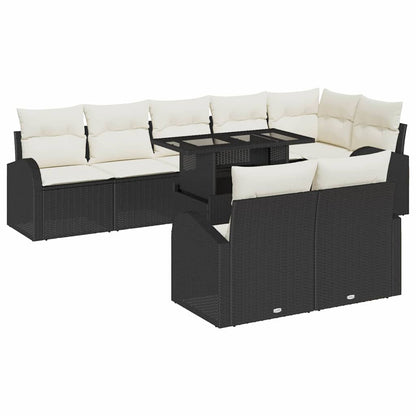 Set Divano da Giardino 9 pcs Nero e Crema polyrattan | homemem39