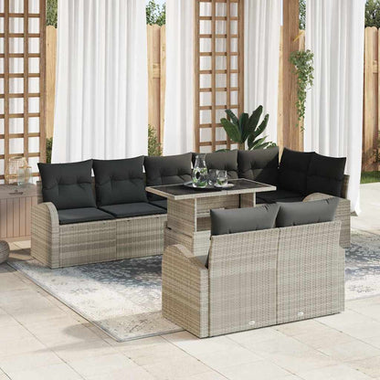 Set Divano da Giardino 9 pcs Grigio chiaro polyrattan