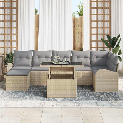 Set Divano da Giardino con cuscino 8 pcs beige e grigio chiaro | homemem39