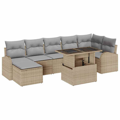 Set Divano da Giardino con cuscino 8 pcs beige e grigio chiaro | homemem39