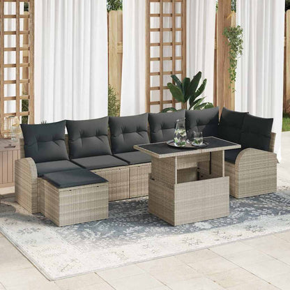 Set Divano da Giardino 8 pcs Grigio chiaro polyrattan | homemem39