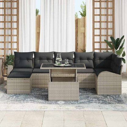Set Divano da Giardino 8 pcs Grigio chiaro polyrattan | homemem39