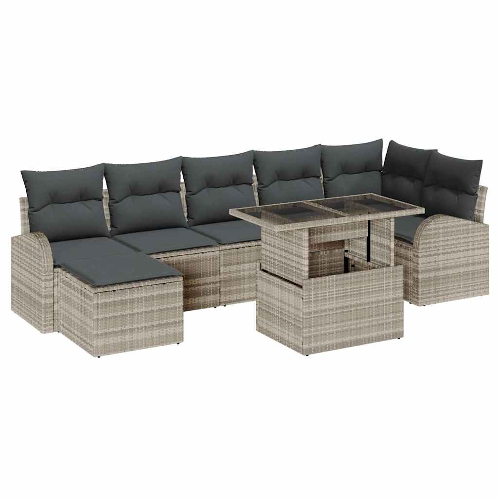 Set Divano da Giardino 8 pcs Grigio chiaro polyrattan | homemem39
