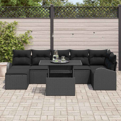 Set Divano da Giardino con cuscino 8 pcs Nero