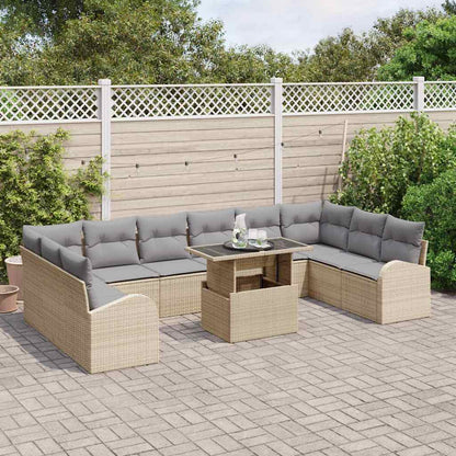 Set Divano da Giardino 11 pcs Beige e Grigio Chiaro polyrattan | homemem39