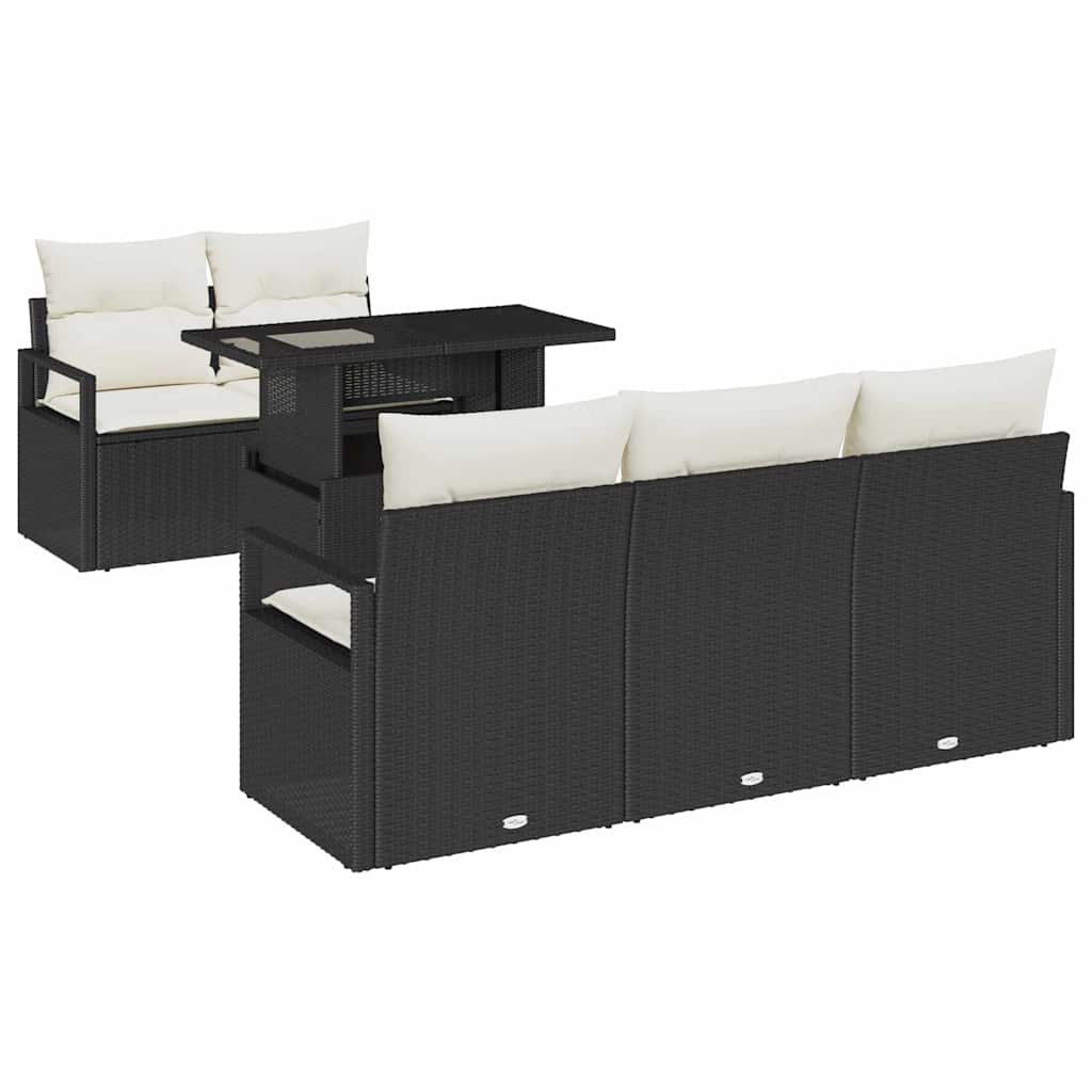 Set Divano da Giardino con archiviazione 6 pcs Nero polyrattan | homemem39