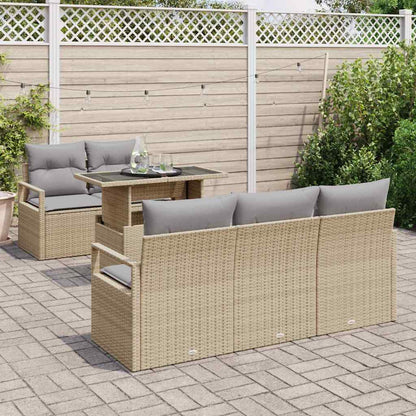 Set Divano da Giardino 6 pcs Beige e Grigio Chiaro polyrattan | homemem39