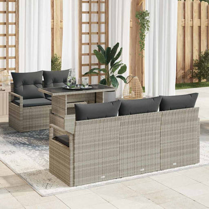 Set Divano da Giardino 6 pcs Grigio chiaro polyrattan
