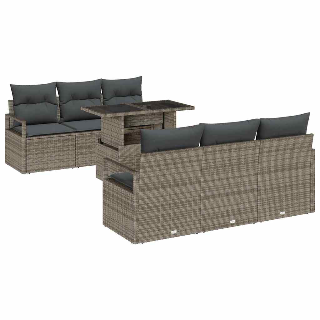 Set Divano da Giardino con cuscino 7 pcs Grigio polyrattan | homemem39