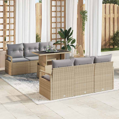 Set Divano da Giardino 7 pcs Beige e Grigio Chiaro polyrattan | homemem39