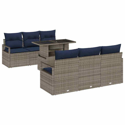 Set Divano da Giardino con cuscino 7 pcs Grigio polyrattan | homemem39