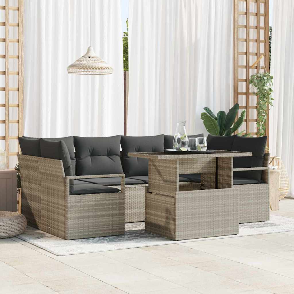 Set Divano da Giardino 7 pcs Grigio chiaro polyrattan | homemem39