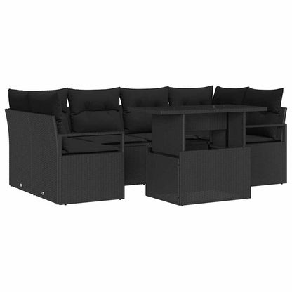 Set Divano da Giardino con archiviazione 7 pcs Nero polyrattan | homemem39