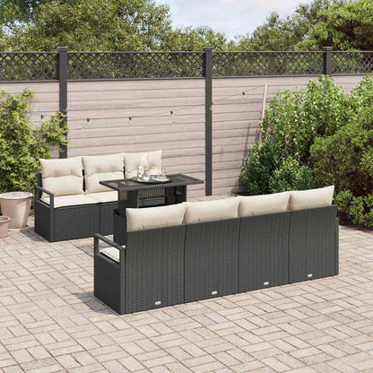 Set Divano da Giardino 8 pcs Nero e Crema polyrattan | homemem39