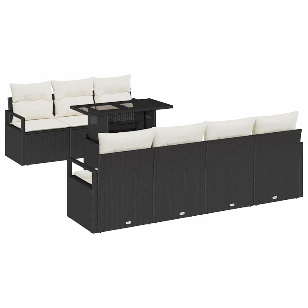 Set Divano da Giardino 8 pcs Nero e Crema polyrattan | homemem39