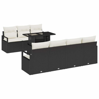 Set Divano da Giardino 8 pcs Nero e Crema polyrattan | homemem39