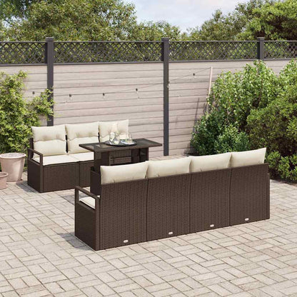 Set Divano da Giardino 8 pcs Marrone e Crema polyrattan | homemem39