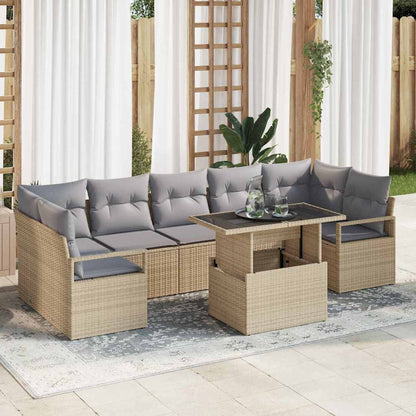 Set Divano da Giardino 8 pcs Beige e Grigio Chiaro polyrattan | homemem39