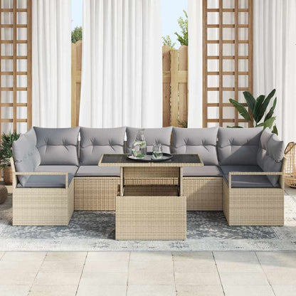 Set Divano da Giardino 8 pcs Beige e Grigio Chiaro polyrattan | homemem39