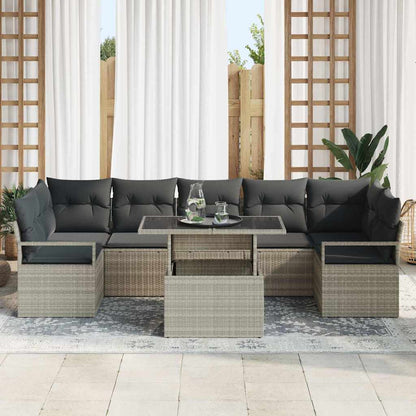 Set Divano da Giardino 8 pcs Grigio chiaro polyrattan | homemem39