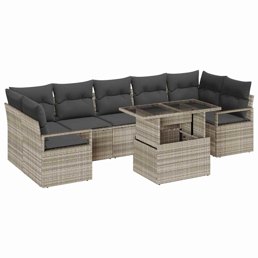 Set Divano da Giardino 8 pcs Grigio chiaro polyrattan | homemem39